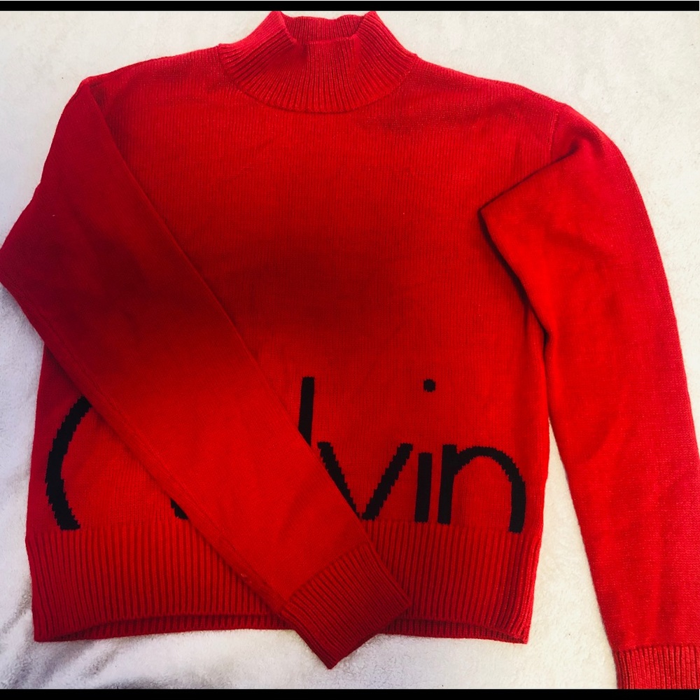 Calvin Klein woman’s/Men Mock-Neck Logo Sweater